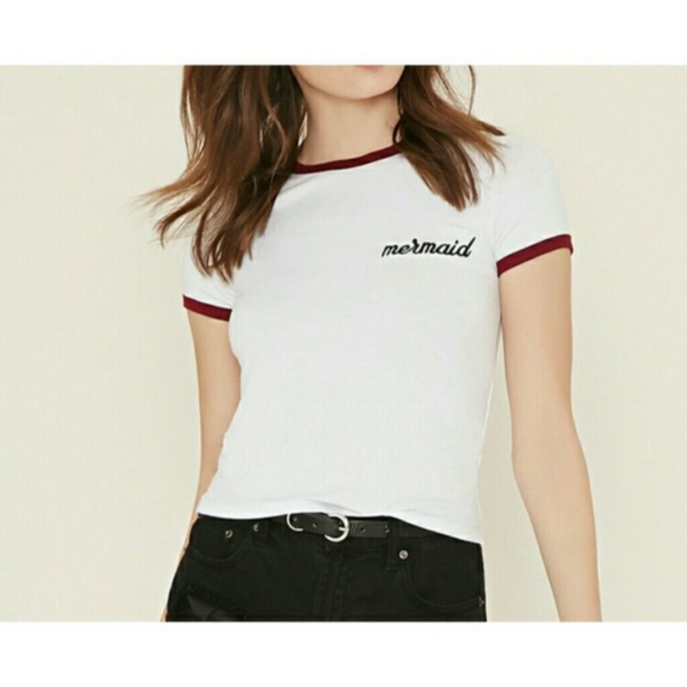 🌿Forever 21 | Mermaid Graphic Ringer Tee